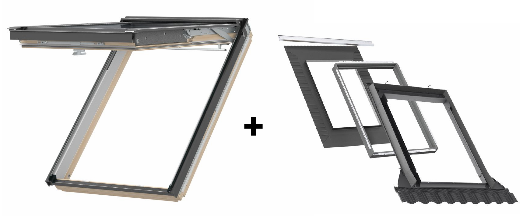 Pakiet: Okno VELUX GNL 1064 + kołnierz EDW 2000 MK08 78x140 z ramą izolacyjną BDX